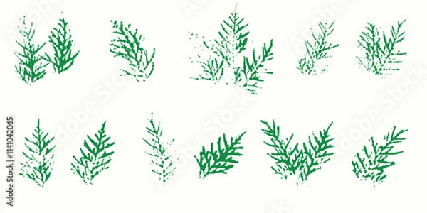 Obraz Natural leaves imprint, Grunge style, Vector, Isolated, Decorative elements for design