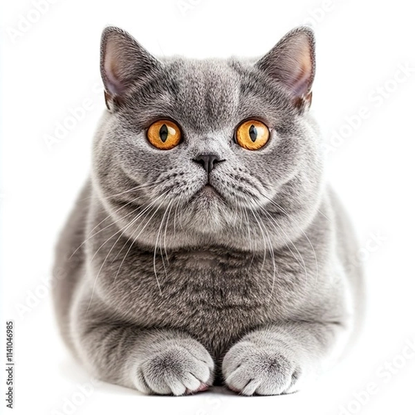 Obraz Front view of British shorthair cat on white background