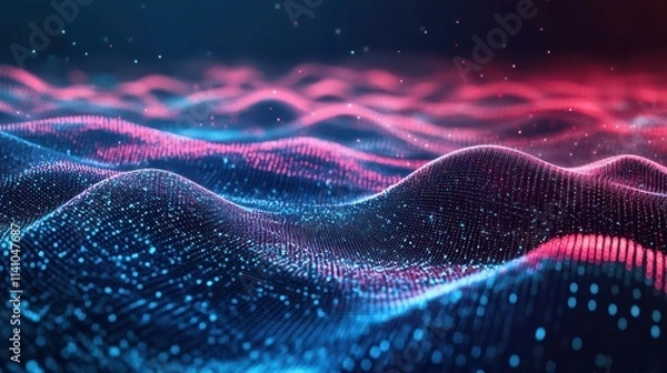 Fototapeta Abstract Red Geometrical Background . Connection structure. Science background. Futuristic Technology HUD Element . onnecting dots and lines . digital background with particles . 