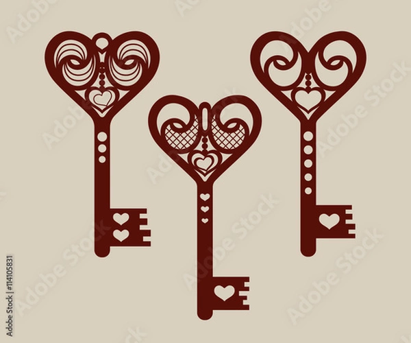 Obraz Collection of templates of decorative keys