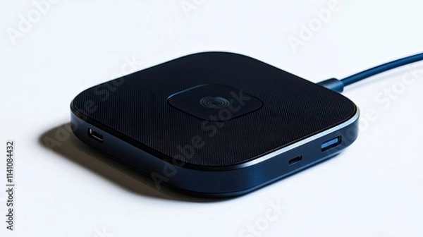 Obraz A sleek wireless charging pad with a USB-C connection for efficient device charging.