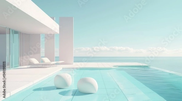 Fototapeta Some photos of luxurious and elegant swimming pool designs with different photo angles with clear sky views.
