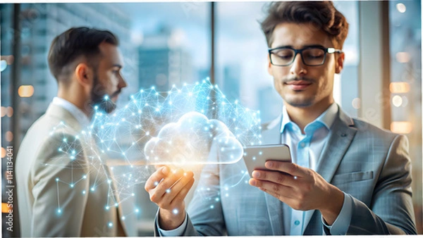 Fototapeta Modern Office Workspace with Laptop, Notepad, and Coffee Mug on Desk, Minimalist Design, Business Productivity Concept