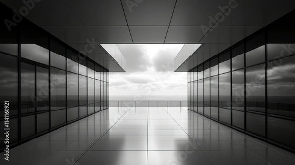 Fototapeta Geometric patterns with sharp, clean lines in white and metallic hues, symbolizing clarity, efficiency, and success in the business world.