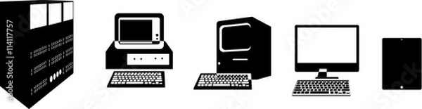Obraz Computer evolution silhouette: from old PC to modern tablet