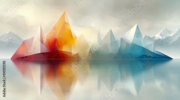 Fototapeta Virtual city rendered in abstract modern perspective, blending digital architecture and vibrant colors to create a futuristic backdrop for innovative design themes.