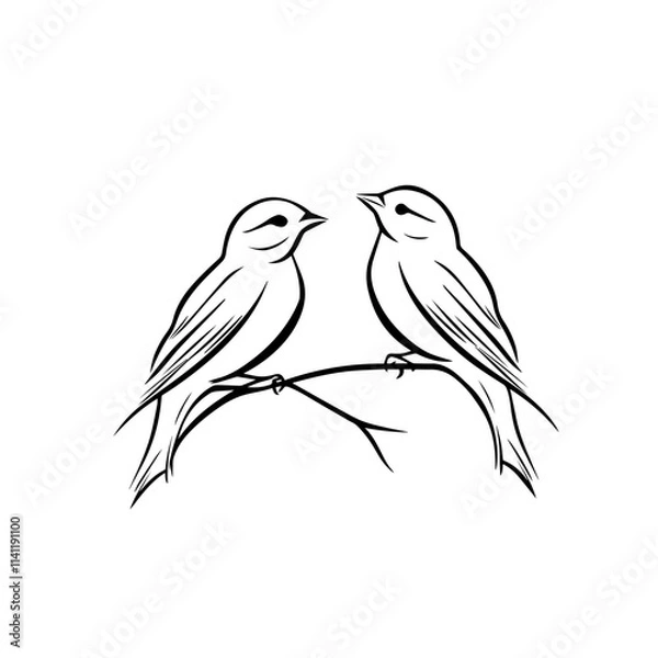 Fototapeta bird line icon logo vector design, modern logo pictogram design of sparrow or finch bird