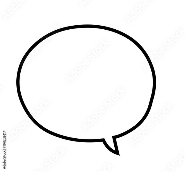 Fototapeta 吹き出しフレームアイコン　シンプルな手描きのふきだし　ベクターイラスト素材　モノクロ　白黒　白背景