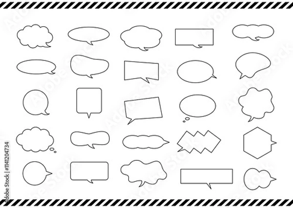 Obraz シンプルなモノクロの吹き出しセット