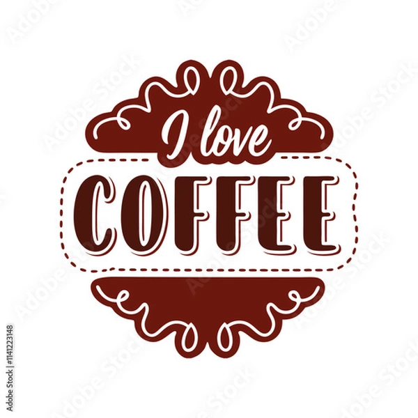 Fototapeta I love coffee typography vector illustration