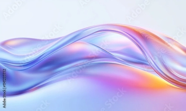Fototapeta Surreal Glass Waves Flowing in Soft Pastel Lighting with Smooth Curves and Gradients