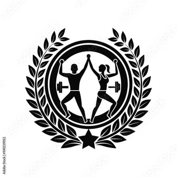 Fototapeta Body builder logo icon vector illustration