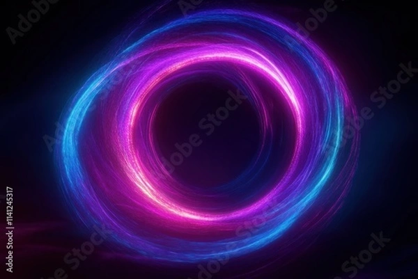 Fototapeta Vibrant Blue and Purple Circular Tech Design with Soft Neon Light