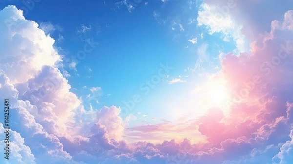 Fototapeta Blue Sky and White Clouds Background Generative AI