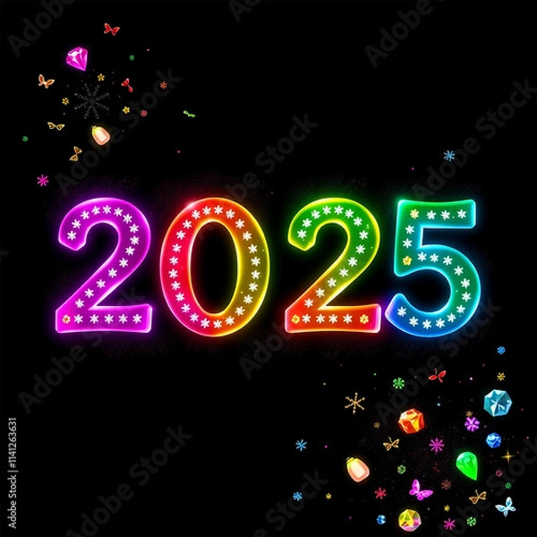 Fototapeta happy new year 2025 vector for various purposes such as greetings, celebrations, prints and so on