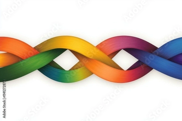 Fototapeta Activism logo with LGBTQ+ rainbow concept. Colorful ribbons intertwined in a vibrant pattern
