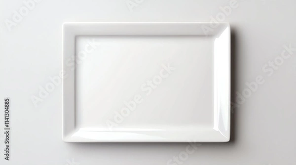 Fototapeta A simple, elegant white rectangular plate on a light background, ideal for serving food or as a decorative piece.