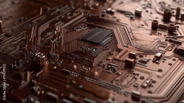 Obraz Intricate Computer Chip with Etched Designs in Technology