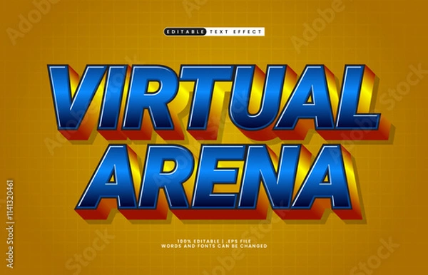 Fototapeta virtual arena editable text effect with a kids and game text style