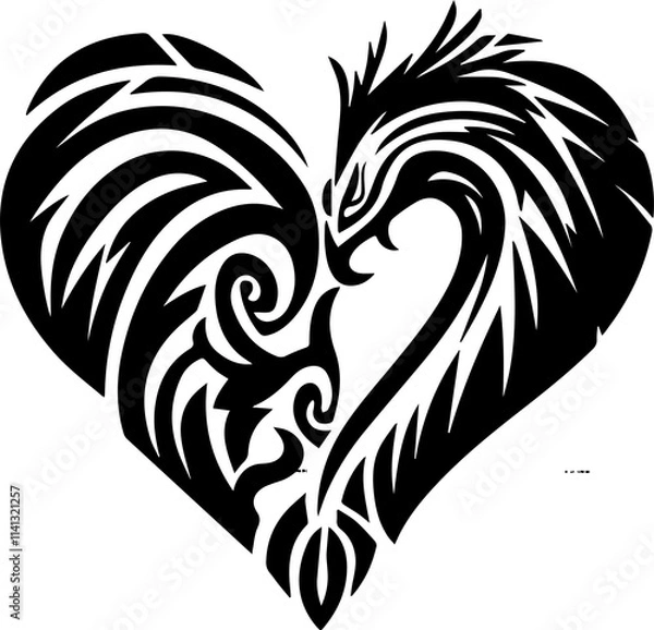 Fototapeta Polynesian Tribal Heart Art  Unique heart designs inspired by Polynesian tribal patterns