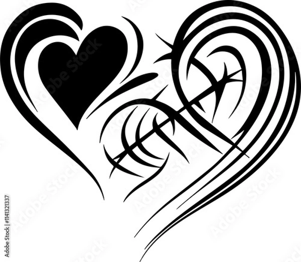 Fototapeta Polynesian Tribal Heart Art  Unique heart designs inspired by Polynesian tribal patterns