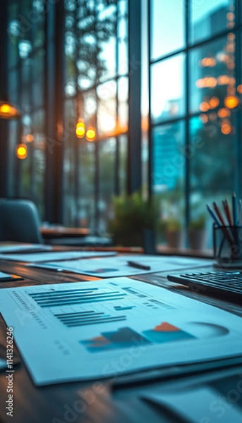 Obraz corporate strategy session with charts and graphs in modern office