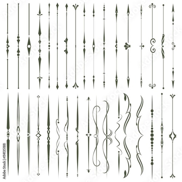 Fototapeta Set of decorative calligraphic elements for editable and design.