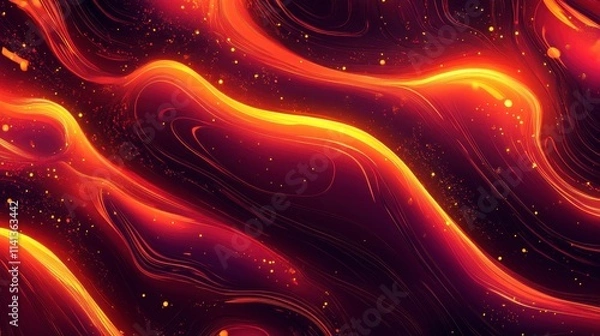 Fototapeta Glowing Lava Flow Abstract Background - Fiery Red Orange Swirls