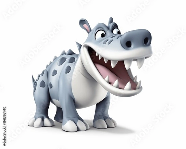 Obraz Cartoon Hippo Character with Big Smile and Playful Expression