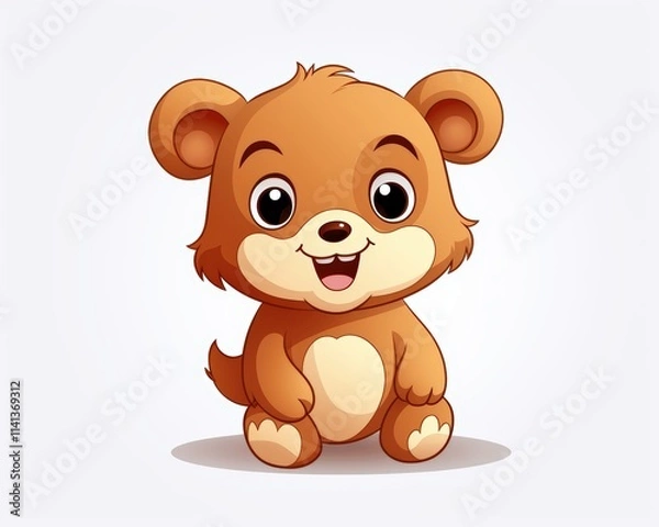 Obraz Cute Cartoon Bear Character with Cheerful Expression and Big Eyes
