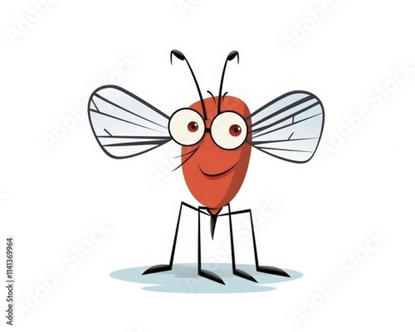 Obraz Cute Cartoon Style Fly Character with Big Eyes and Smiling Face