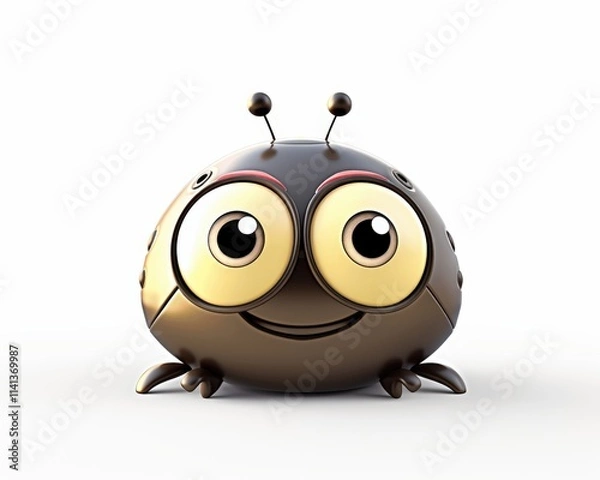 Obraz Cute Cartoon Insect Character with Big Eyes and Friendly Smile