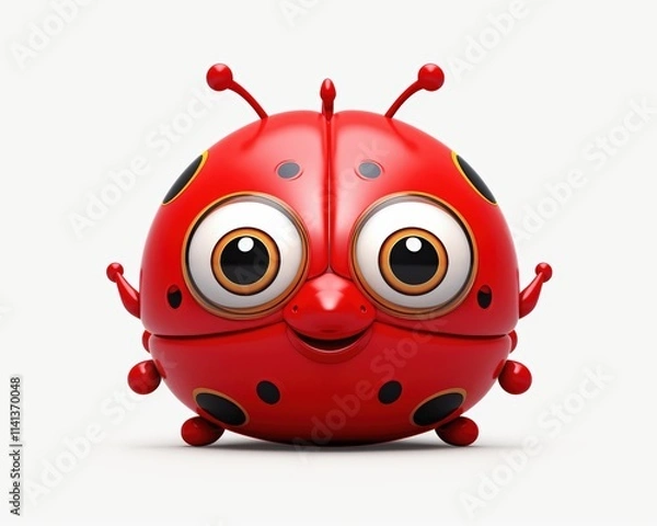 Obraz Cute cartoon ladybug character with big eyes and smiling expression