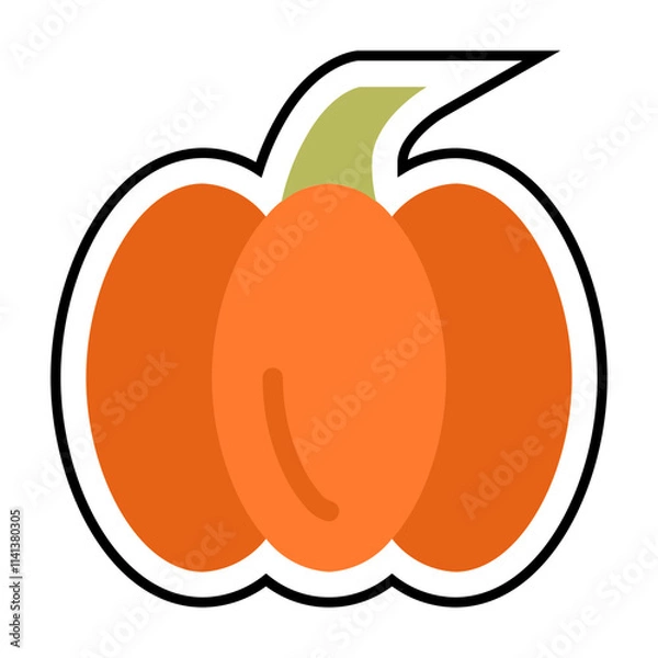 Obraz Modern Flat Pumpkin Vector Illustration with Bold Outline