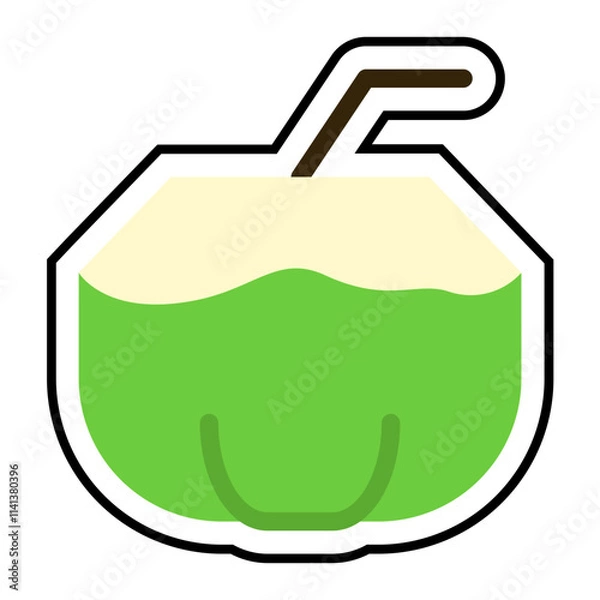 Fototapeta Coconut Sticker Icon