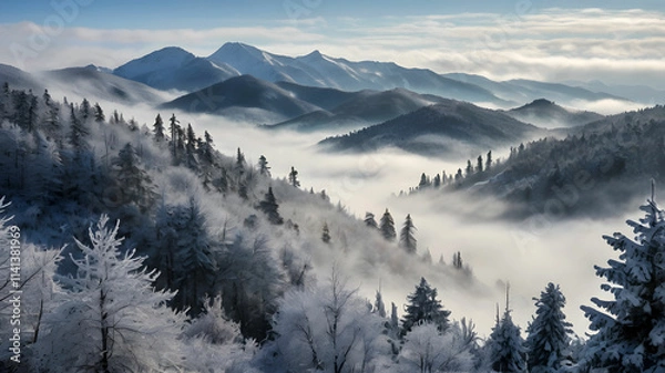 Obraz Forest covered with mist