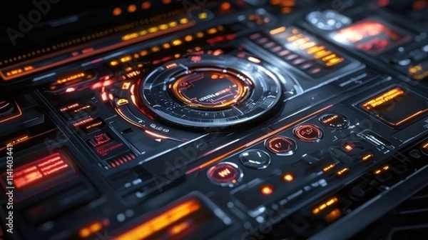 Fototapeta Futuristic Sci-Fi Interface:  High-Tech Control Panel Design