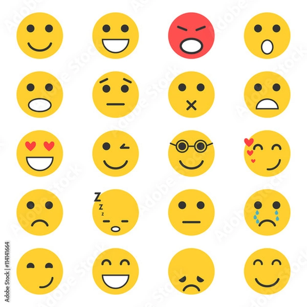 Fototapeta Set of Emoticons. Set of Emoji. Vector illustration