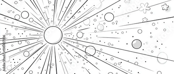 Fototapeta Abstract Black and White Comic Book Style Burst Background