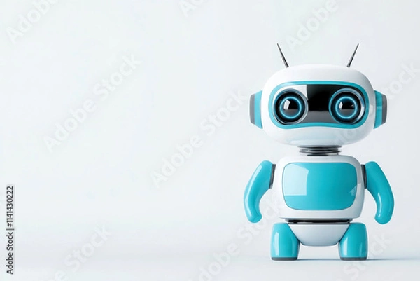 Fototapeta Cute robot character with vibrant colors and friendly features.