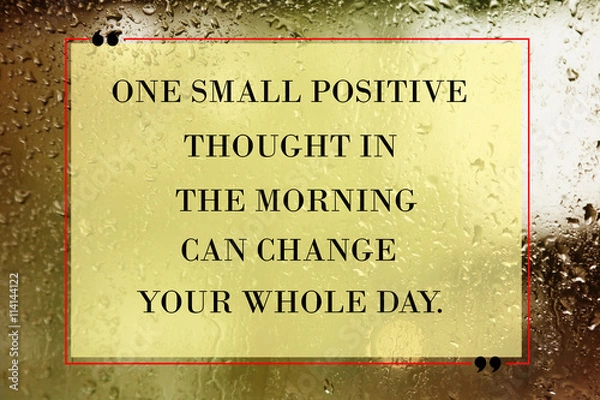 Fototapeta Inspirational Motivational Life Quote on rain drop on a mirror