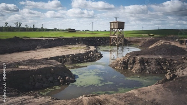 Obraz A groundwater pollution map showing areas of high contamination, affecting local drinking water