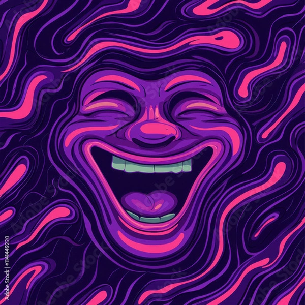 Fototapeta Vibrant abstract art of laughing face with swirling patterns
