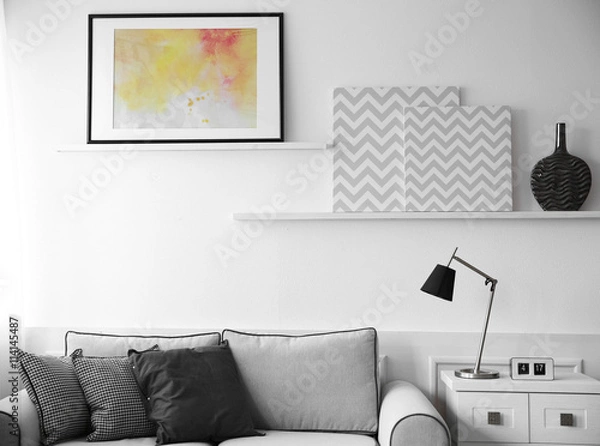 Obraz Stylish room interior on white wall background