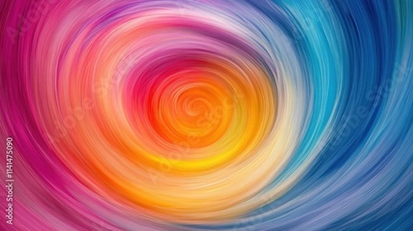 Fototapeta A vibrant vortex of colors spirals inward, highlighting a luminous center that captivates the viewer's attention with its dynamic motion