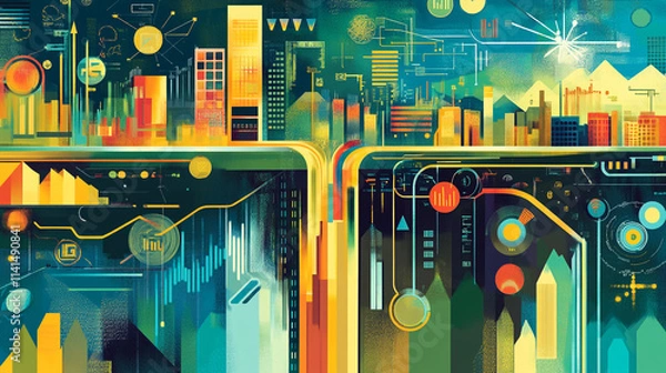 Obraz investment graphic advertising business background, Abstract Background Design images with business concept, Colorful Business Charts and Graphs Visualizing Data with various elements.