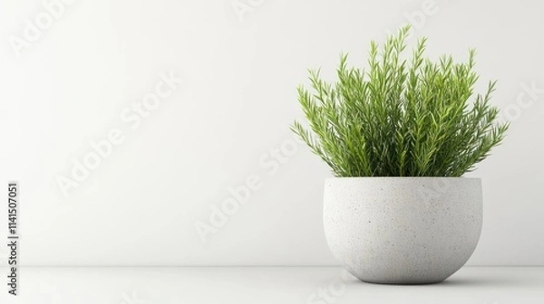 Fototapeta A simple potted plant in a light-colored pot against a plain background, adding greenery to a space.