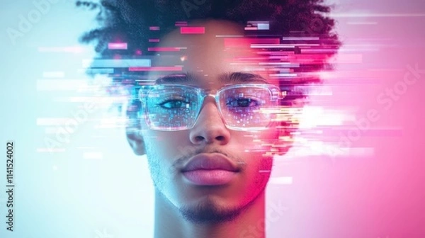 Obraz Abstract Self-Portrait with Mirrored Reflections Highlighting Digital Effects and Unique Visual Elements