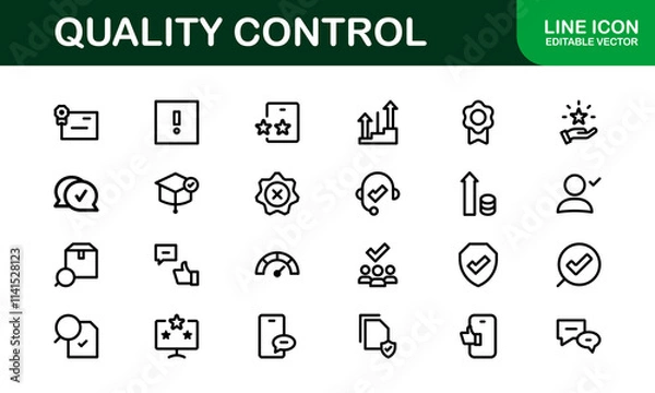 Fototapeta Quality Control Icon Set - Minimal, Modern, and Versatile Line Art Illustrations for Business, Manufacturing, and Product Assurance Needs