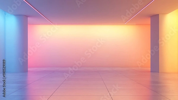 Fototapeta Empty room Abstract neon light fluorescent Neon Lights glow studio background for product presentation